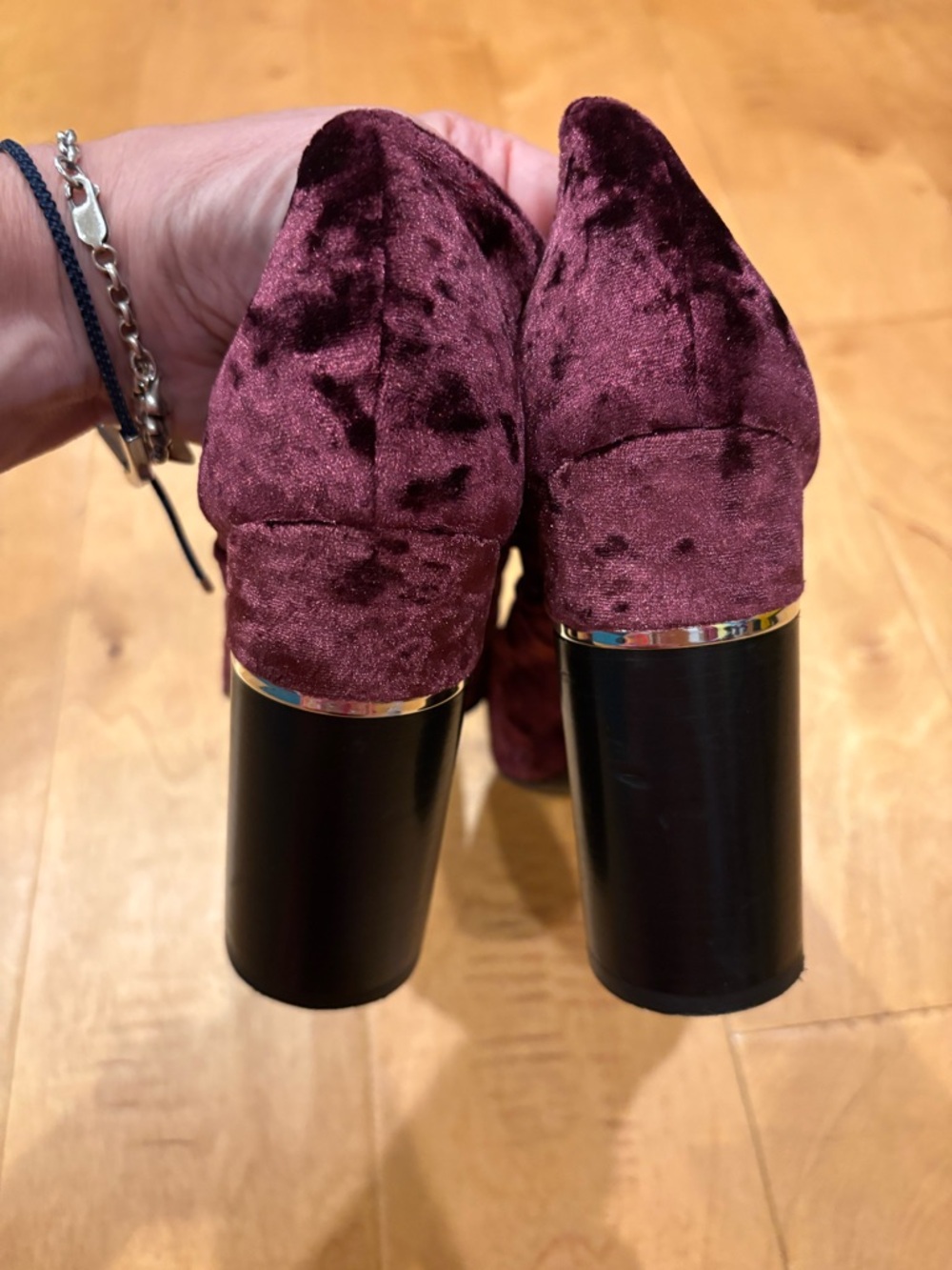 3.1 Phillip Lim Kyoto ankle booties crushed burgundy velvet high heel sz 41 10 - Picture 7 of 11